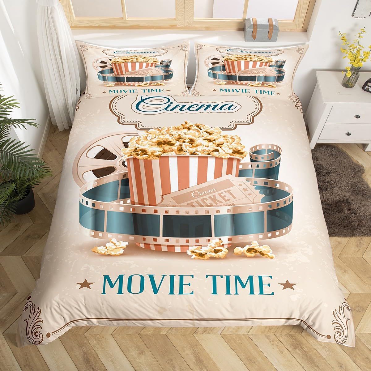 Home Cinema Tickets - Selimut Vintage Cinema Duvet Cover Full,