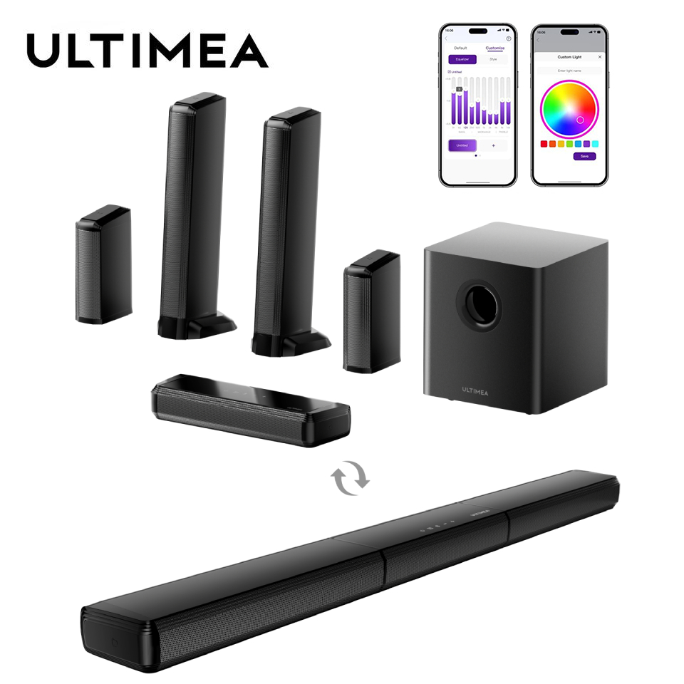 Home Cinema With Wireless Rear Speakers - ULTIMEA 7.1 Surround Sound Bar dengan