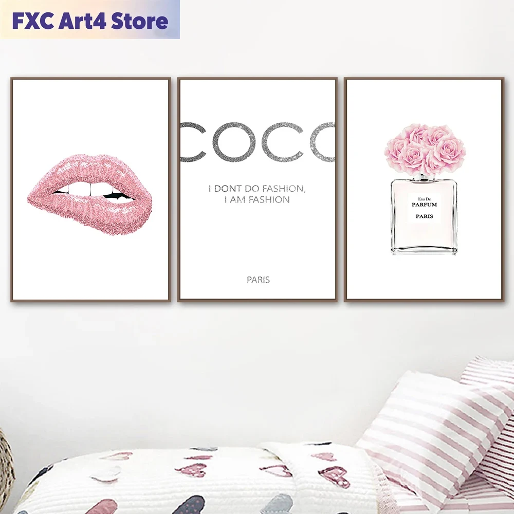 Home Cinema Wall Art - Poster dan Cetakan Bibir Merah Muda