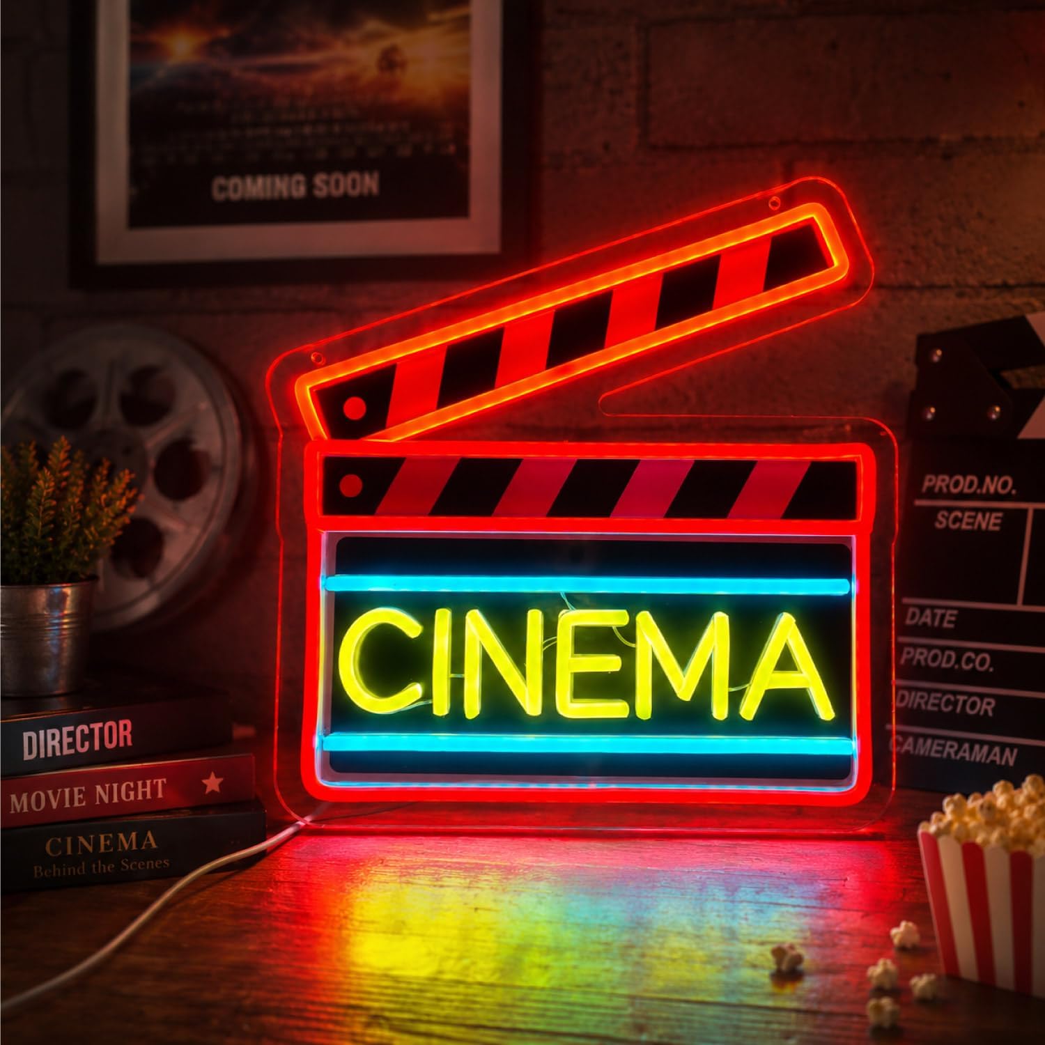 Home Cinema Wall Lights - Lampu Neon LED Cinema Clapperboard USB