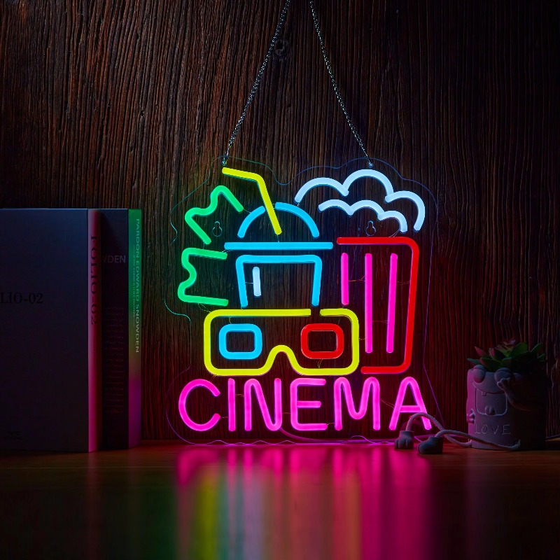 Home Cinema Wall Lights - Neon Sign Bioskop, Lampu LED Seni