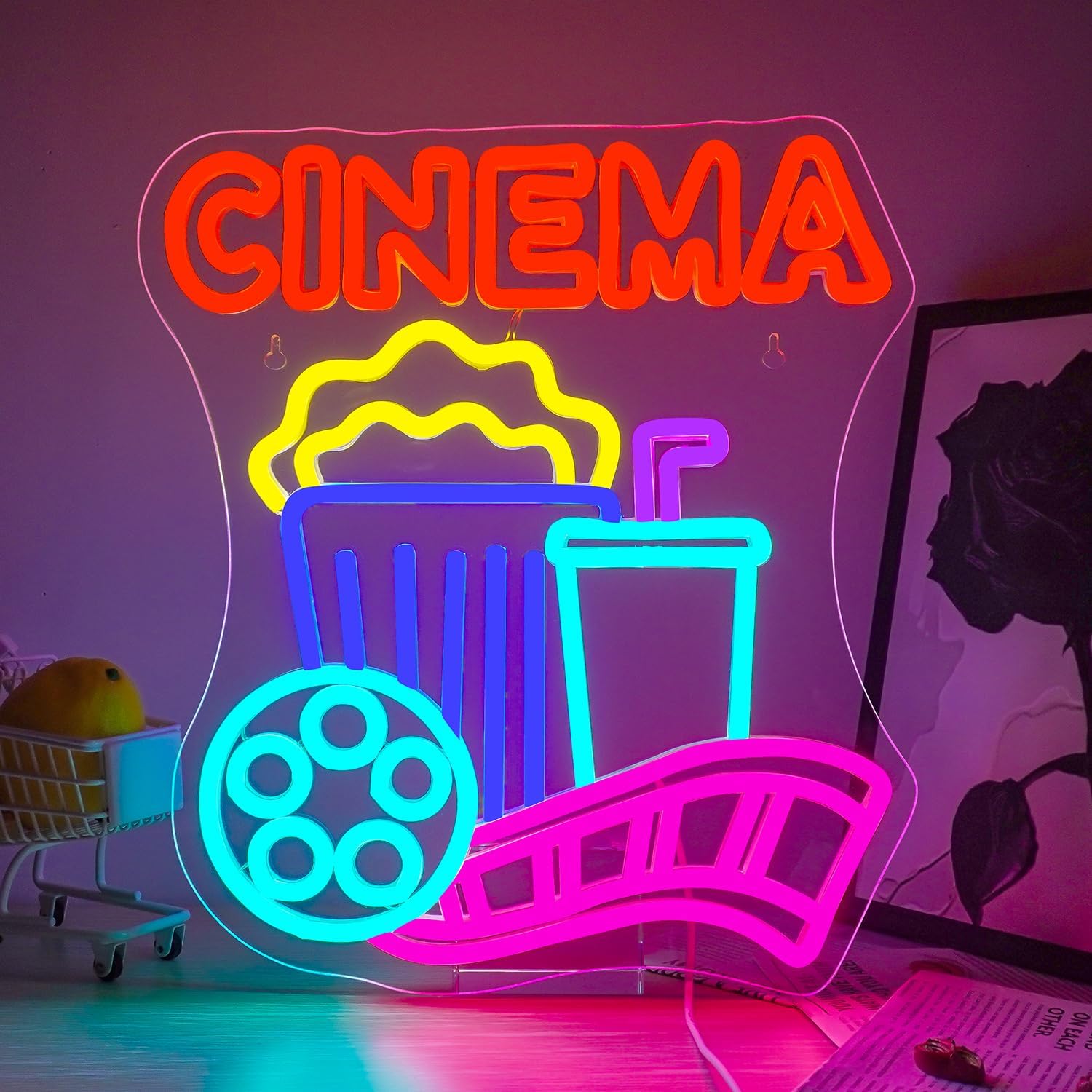 Home Cinema Wall Lights - Lampu Neon LED Popcorn Bertenaga USB