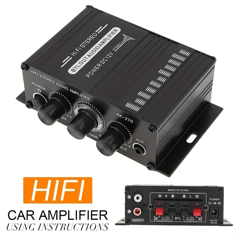 Genius Home Cinema - AK-270 400W Amplifier Daya Mini 12V/24V