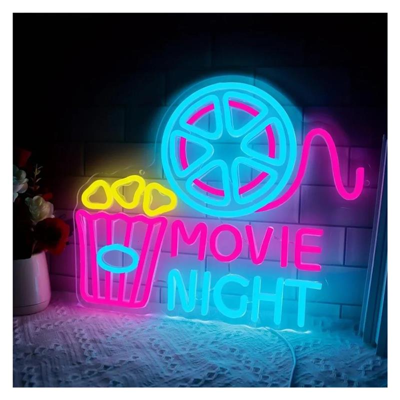 Home Cinema Wall Lights - Lampu Neon Popcorn untuk Malam Film,