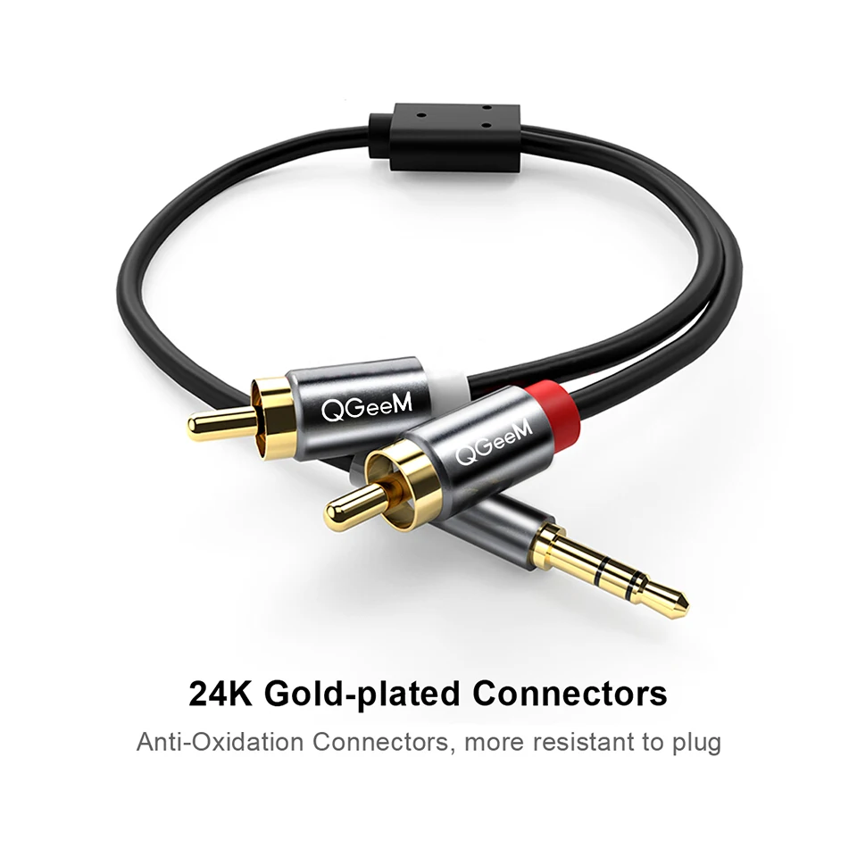 Kabel RCA QGeeM 2RCA ke 3.5mm, - Home Cinema Subwoofer ulasan dan harga