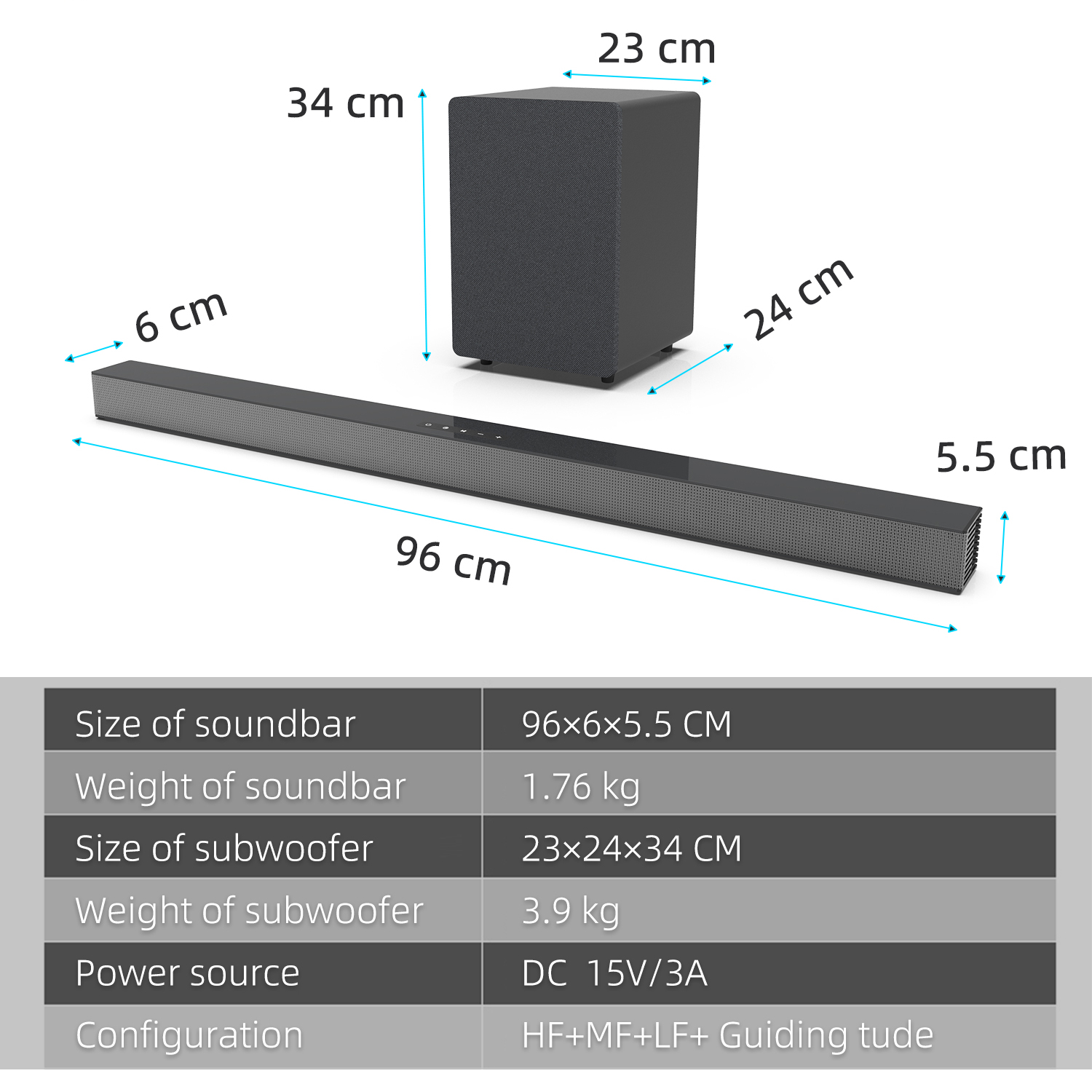 Soundbar TV 84W dengan Subwoof - Home Cinema With Wireless Rear Speakers ulasan dan harga