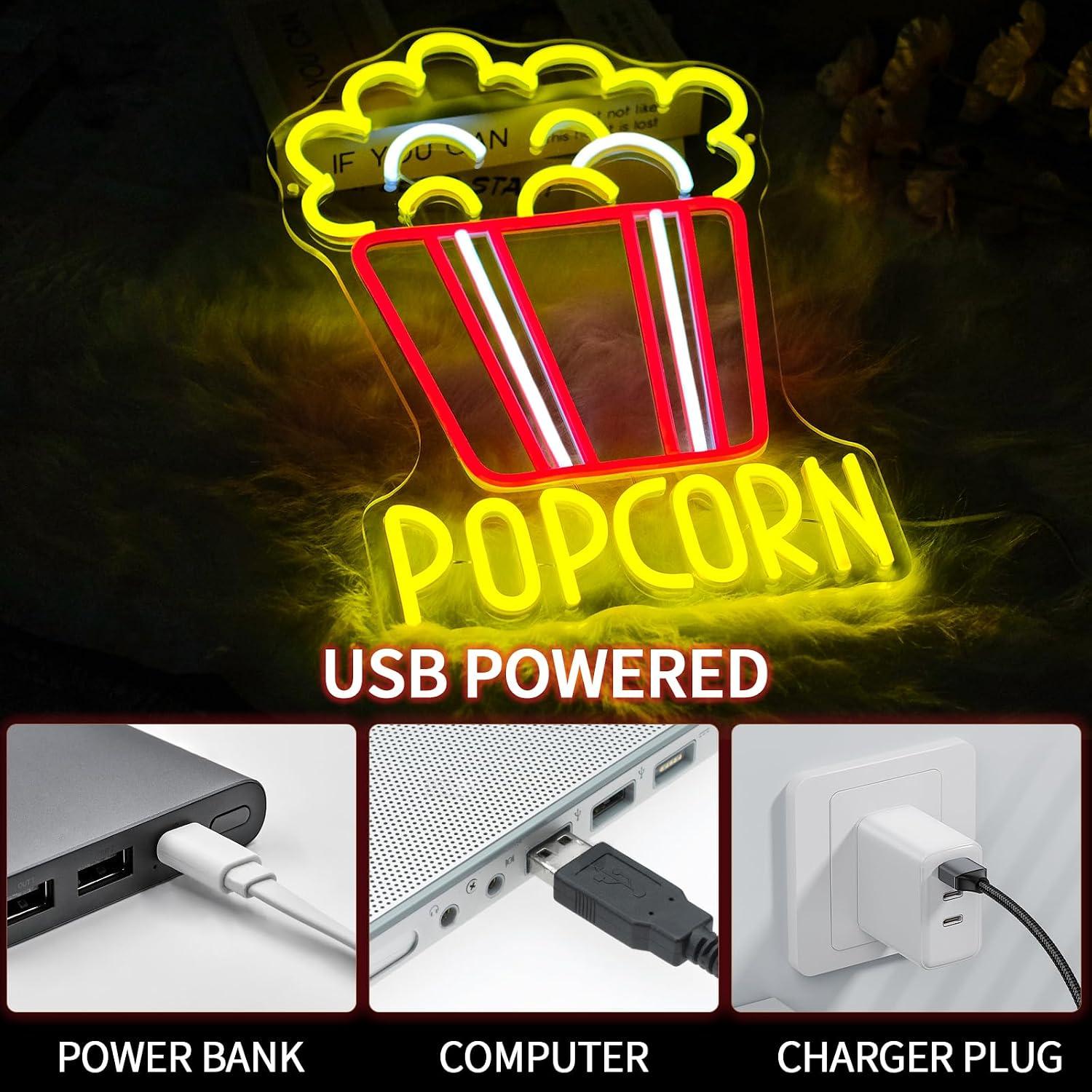 Lampu LED Neon Sign Popcorn Bu - Home Cinema Wall Lights ulasan dan harga