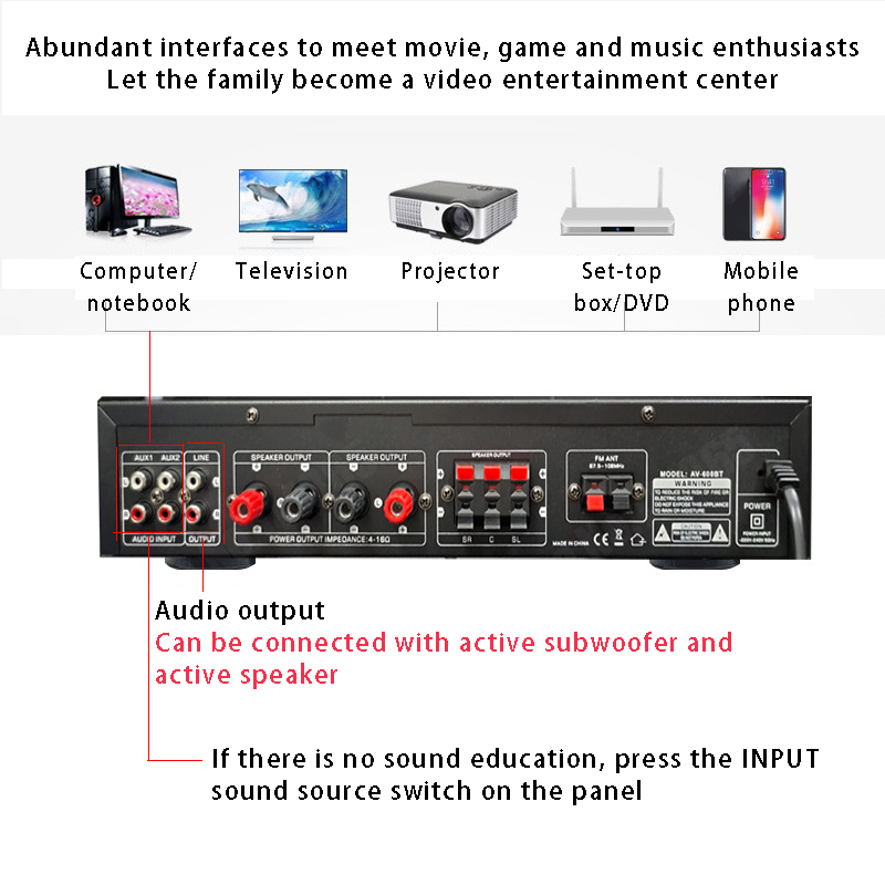 110/220V 2000W Amplifier Daya  - Home Cinema Subwoofer ulasan dan harga