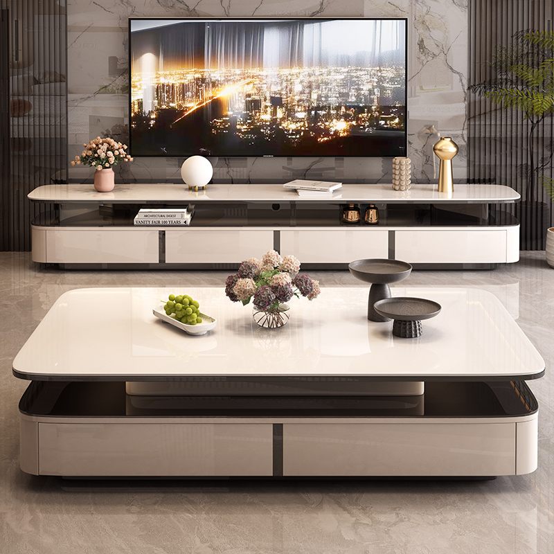 Lemari TV Klasik Beige Sederha - Home Cinema Furniture ulasan dan harga