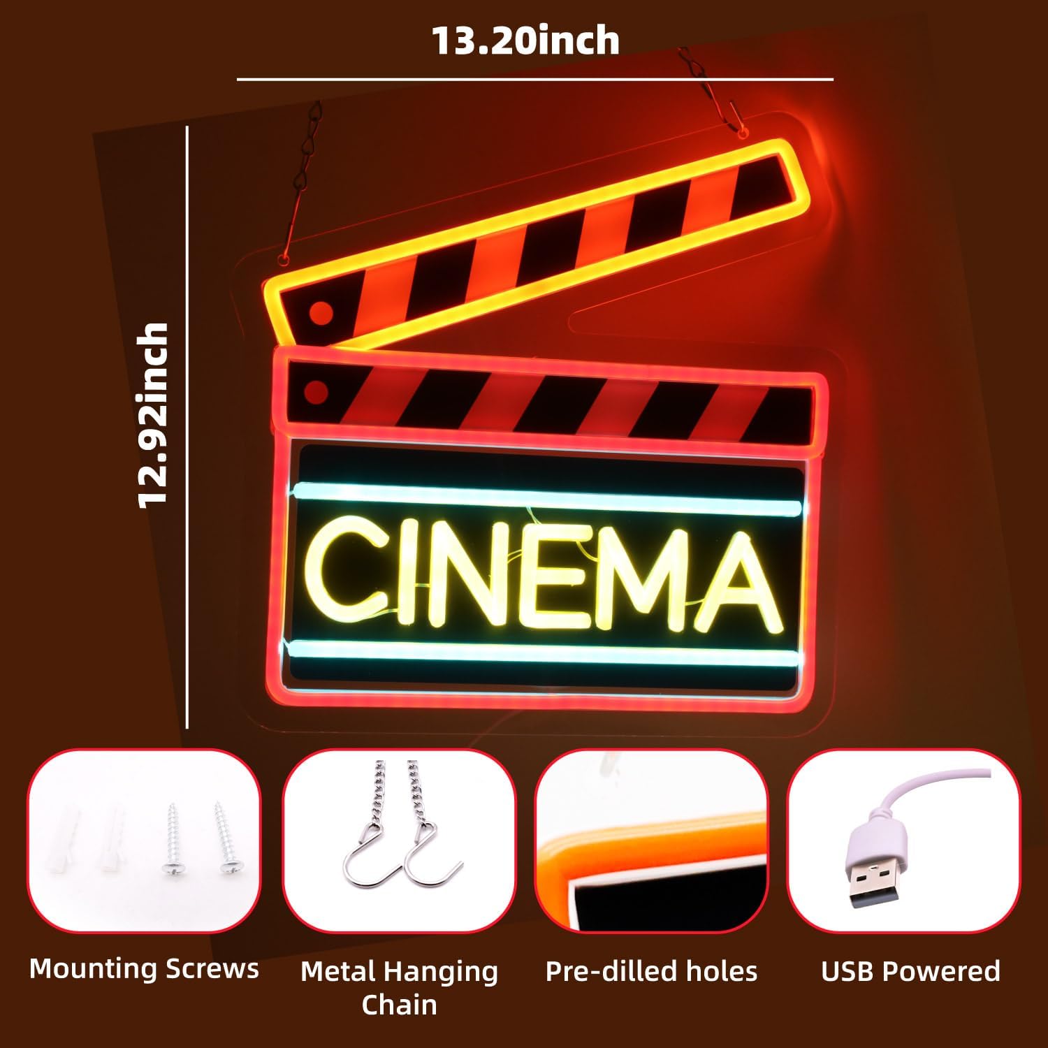 Lampu Neon LED Cinema Clapperb - Home Cinema Wall Lights ulasan dan harga