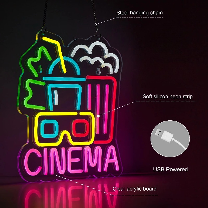 Neon Sign Bioskop, Lampu LED S - Home Cinema Wall Lights ulasan dan harga