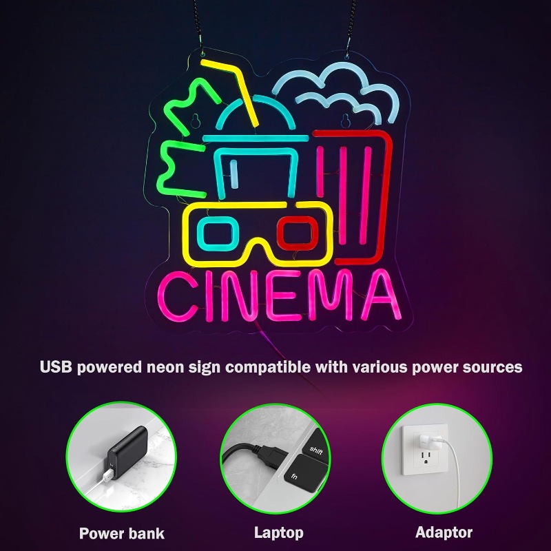 Neon Sign Bioskop, Lampu LED S - Home Cinema Wall Lights ulasan dan harga