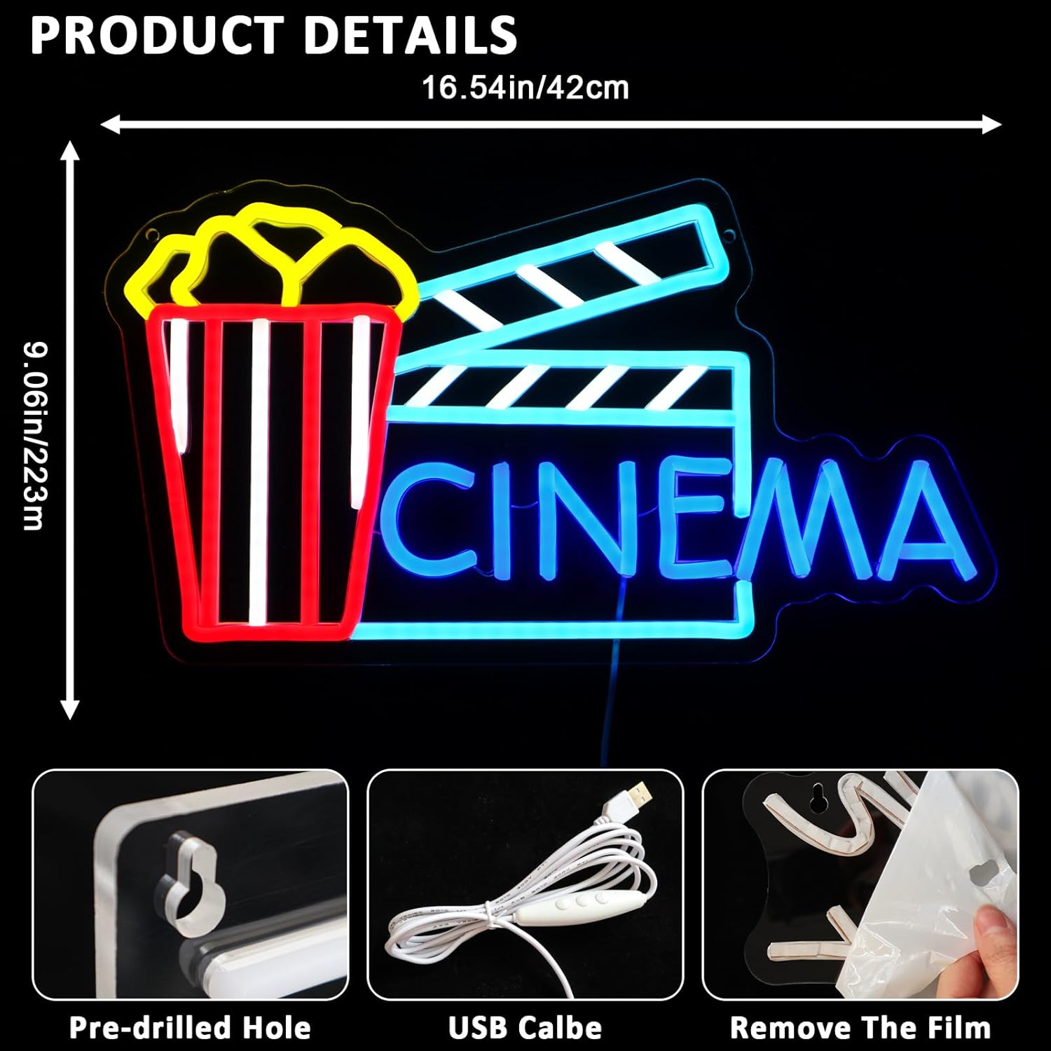 Lampu Dinding Seni Neon Biosko - Home Cinema Wall Lights ulasan dan harga