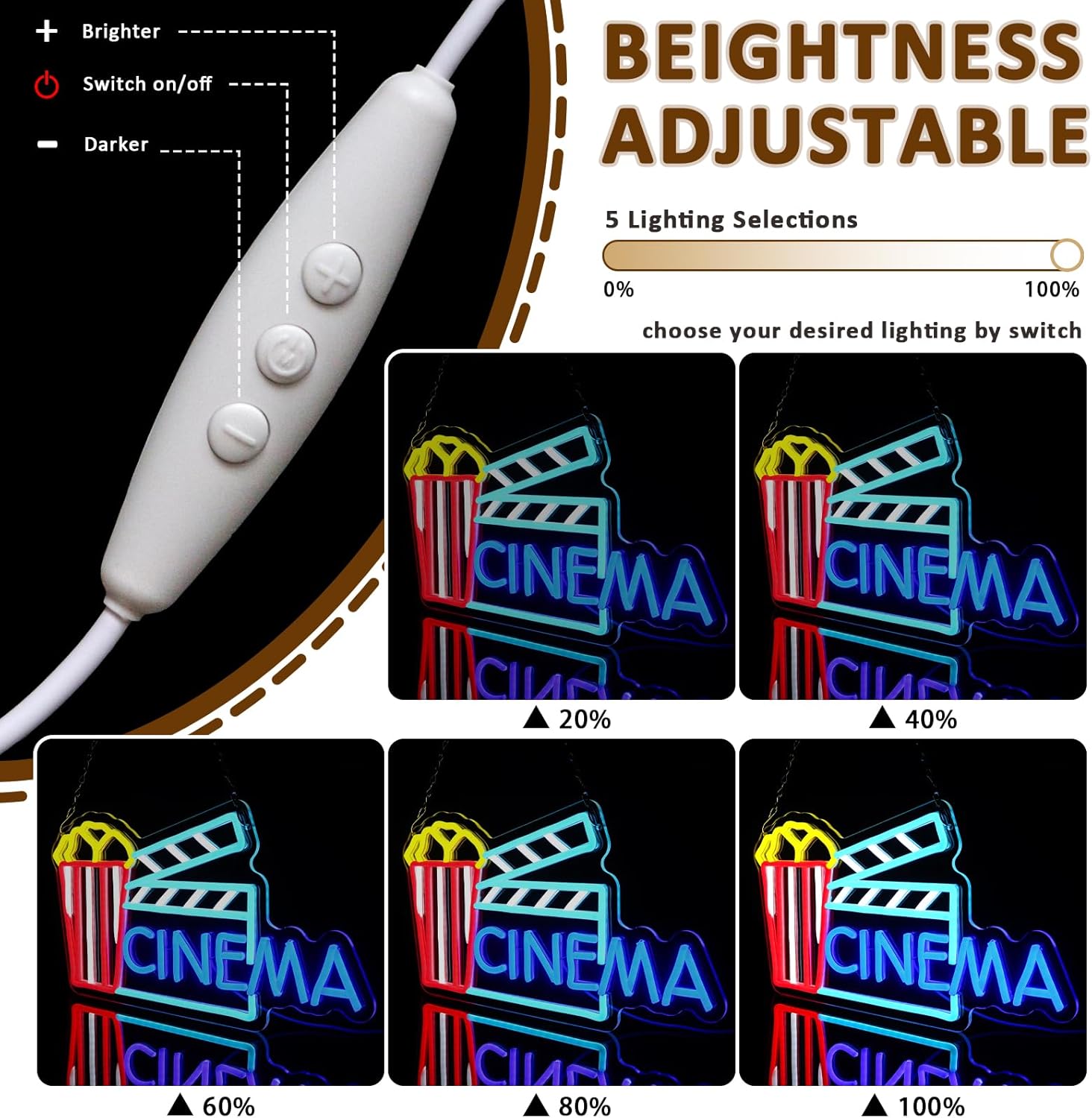 Lampu Dinding Seni Neon Biosko - Home Cinema Wall Lights ulasan dan harga