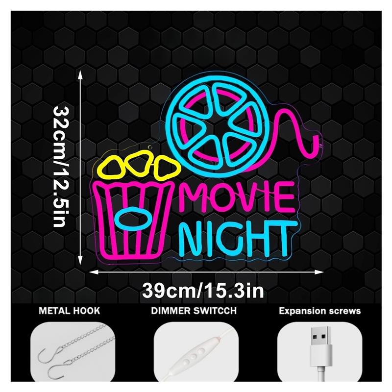 Lampu Neon Popcorn untuk Malam - Home Cinema Wall Lights ulasan dan harga